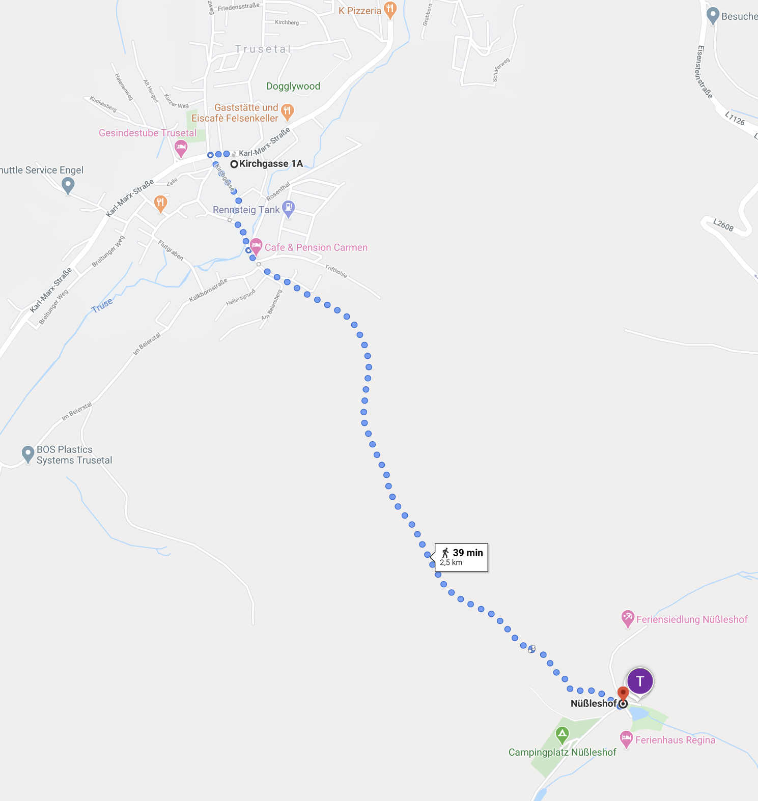 Karte: Von Trusetal zum Nüßleshof